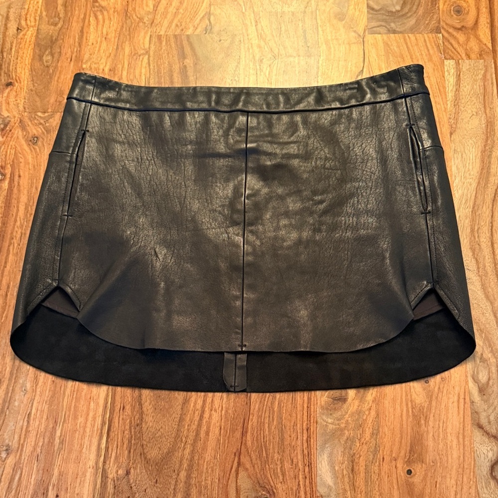 Mason Black Lambskin Leather Mini Skirt 8